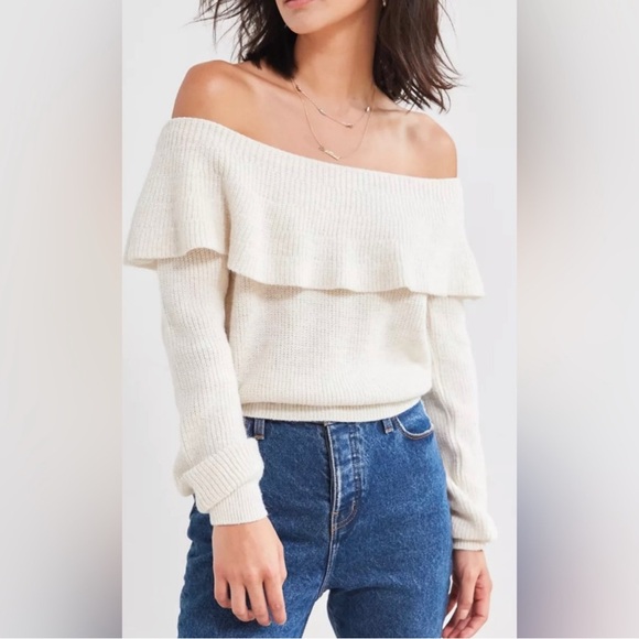 Ivory Kimchi Blue Sweater with Ruffle Collar - Picture 1 of 11